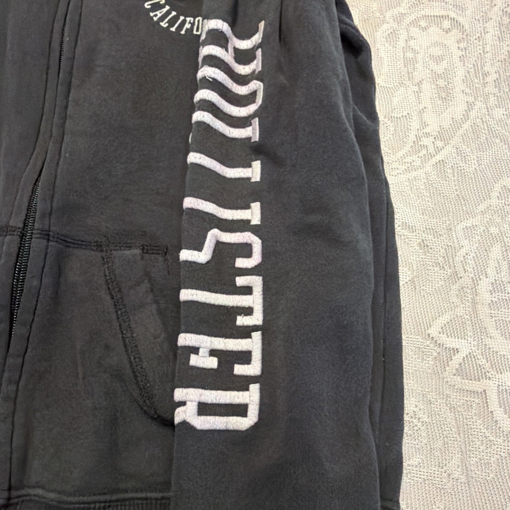 Y2K Hollister California Hoodie XS CHARCOAL GRAY SKATER GRUNGE STREETWEAR SURFER - Picture 3 of 7